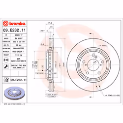 Disque de frein BREMBO 09E23211 avant, ventilé, 1 pièce
