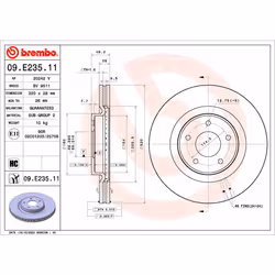 Disque de frein BREMBO 09E23511 avant, ventilé, à haute teneur en carbone, 1 pièce