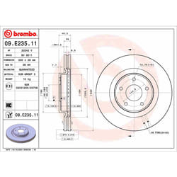 Disque de frein BREMBO 09E23511 avant, ventilé, à haute teneur en carbone, 1 pièce