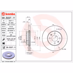 Disque de frein BREMBO 09D22711 avant, ventilé, à haute teneur en carbone, 1 pièce