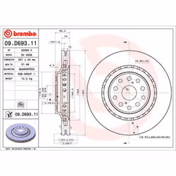 Disque de frein BREMBO 09D69311 avant, ventilé, 1 pièce
