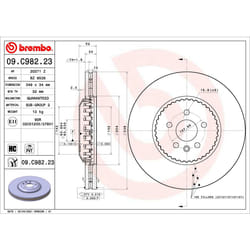 Disque de frein BREMBO 09.C982.23 avant, ventilé, à haute teneur en carbone, 1 pièce