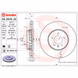 Disque de frein BREMBO 09D54923 avant, ventilé, à haute teneur en carbone, 1 pièce