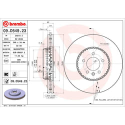 Disque de frein BREMBO 09D54923 avant, ventilé, à haute teneur en carbone, 1 pièce