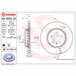 Disque de frein BREMBO 09D55023 avant, ventilé, à haute teneur en carbone, 1 pièce