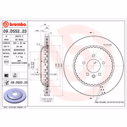 Disque de frein BREMBO 09D55223 arrière, ventilé, à haute teneur en carbone, 1 pièce