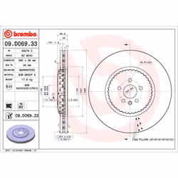 Disque de frein BREMBO 09D06933 avant, ventilé, à haute teneur en carbone, 1 pièce