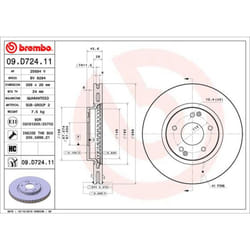 Disque de frein BREMBO 09D72411 avant, ventilé, à haute teneur en carbone, 1 pièce