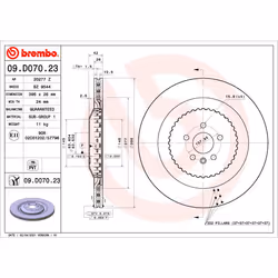 Disque de frein BREMBO 09D07023 arrière, ventilé, 1 pièce