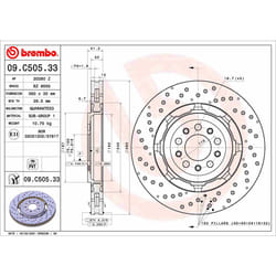 Disque de frein BREMBO 09C50533 avant, ventilé, 1 pièce