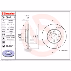 Disque de frein BREMBO 09D60711 avant, ventilé, à haute teneur en carbone, 1 pièce