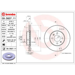Disque de frein BREMBO 09D60711 avant, ventilé, à haute teneur en carbone, 1 pièce