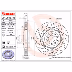 Disque de frein BREMBO 09C50633 arrière, ventilé, à haute teneur en carbone, 1 pièce