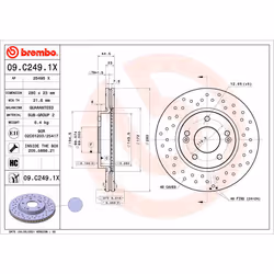 Disque de frein BREMBO XTRA LINE BREMBO 09.C249.1X, 1 pièce