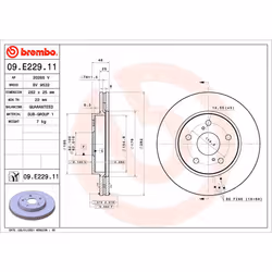 Disque de frein BREMBO 09E22911 avant, ventilé, 1 pièce