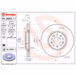 Disque de frein BREMBO 09D60811 avant, ventilé, à haute teneur en carbone, 1 pièce