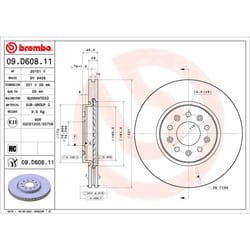 Disque de frein BREMBO 09D60811 avant, ventilé, à haute teneur en carbone, 1 pièce