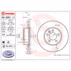 Disque de frein BREMBO 09.D351.11