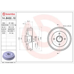 Tambour de frein BREMBO 14.B422.10