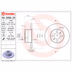 Disque de frein BREMBO 08.3288.20, avant, plein, 1 pièce
