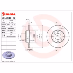 Disque de frein BREMBO 8363610 avant, plein, 1 pièce