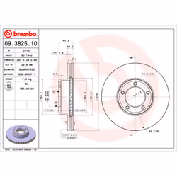 Disque de frein BREMBO 09.3825.10, avant, ventilé , 1 pièce