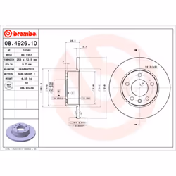 Disque de frein BREMBO 08.4926.10, avant, plein, 1 pièce