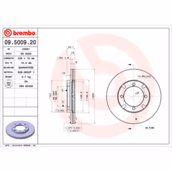 Disque de frein BREMBO 09.5009.20, avant, ventilé , 1 pièce