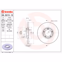 Disque de frein BREMBO 08.5013.10, avant, plein, 1 pièce