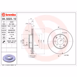 Disque de frein BREMBO 09.5023.10, avant, ventilé , 1 pièce - Vue supplémentaire 5