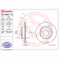 Disque de frein BREMBO 09.5082.10, avant, ventilé , 1 pièce