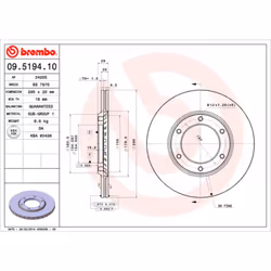 Disque de frein BREMBO 09.5194.10, avant, ventilé , 1 pièce