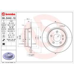 Disque de frein BREMBO 08.5442.10, arrière, à haute teneur en carbone , plein, 1 pièce