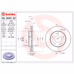 Disque de frein BREMBO 09.5640.20, avant, ventilé , 1 pièce