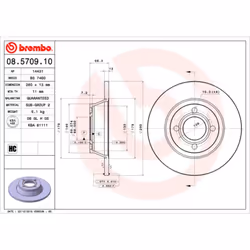 Disque de frein BREMBO 08.5709.10, avant, plein, 1 pièce