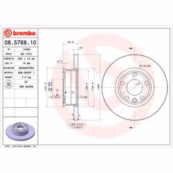 Disque de frein BREMBO 08.5768.10, avant, plein, 1 pièce