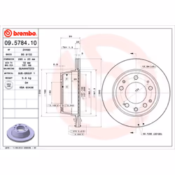 Disque de frein BREMBO 09.5784.10, arrière, ventilé , 1 pièce