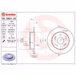 Disque de frein BREMBO 8580330 arrière, plein, 1 pièce - Vue supplémentaire 3