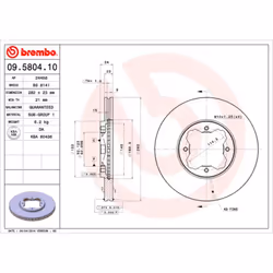 Disque de frein BREMBO 09.5804.10, avant, ventilé , 1 pièce
