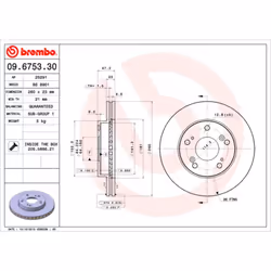 Disque de frein BREMBO 9675330 avant, ventilé, 1 pièce