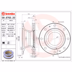 Disque de frein BREMBO 9676320 arrière, ventilé, à haute teneur en carbone, 1 pièce