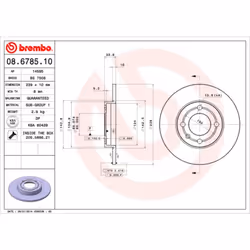 Disque de frein BREMBO 08.6785.10, avant, plein, 1 pièce
