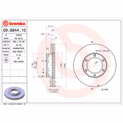 Disque de frein BREMBO 09.6844.10, avant, ventilé , 1 pièce