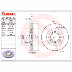 Disque de frein BREMBO 09.6866.20, avant, ventilé , 1 pièce