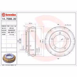 Tambour de frein BREMBO 14.7098.20