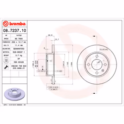 Disque de frein BREMBO 08.7237.10, avant, plein, 1 pièce