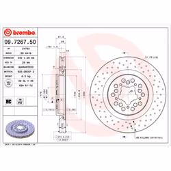 Disque de frein BREMBO 9726750 avant, ventilé, à haute teneur en carbone, 1 pièce