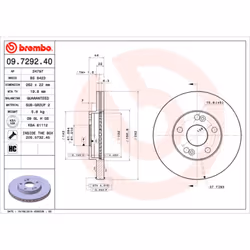 Disque de frein BREMBO 9729240 avant, ventilé, 1 pièce