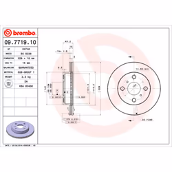 Disque de frein BREMBO 09.7719.10, avant, ventilé , 1 pièce - Vue supplémentaire 3