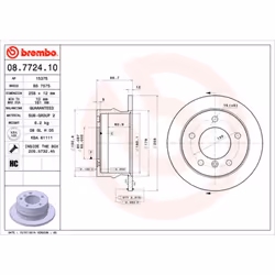 Disque de frein BREMBO 08.7724.10, arrière, à haute teneur en carbone , plein, 1 pièce